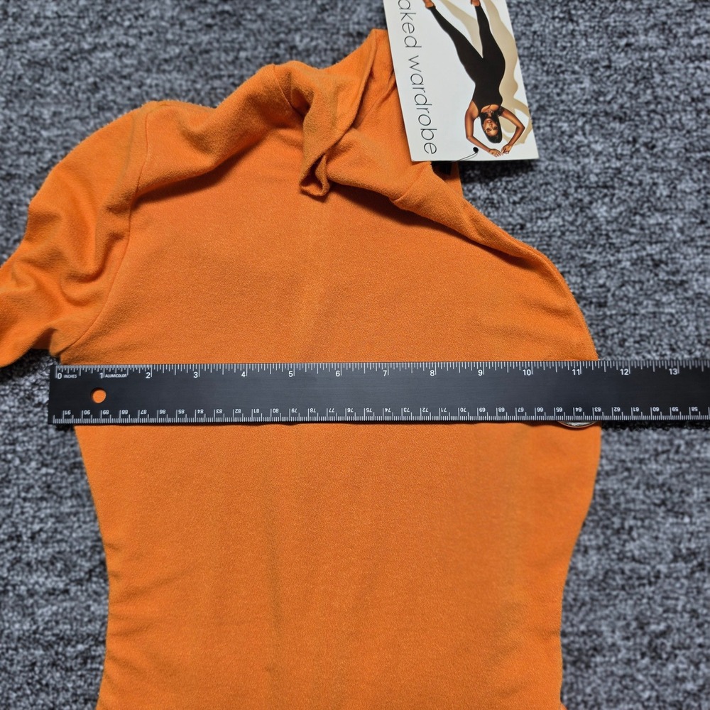 Naked Wardrobe One Shoulder Mock Neck Jumpsuit Womens XS Orange NW-J1151 - Picture 11 of 12